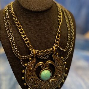 Vintage Gold and Turquoise Necklace